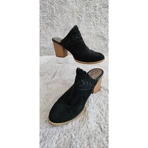 Eurosoft‎ By Sofft Womens Sandy Black Suede Leather Mule Heeled Booties Sz 9M
